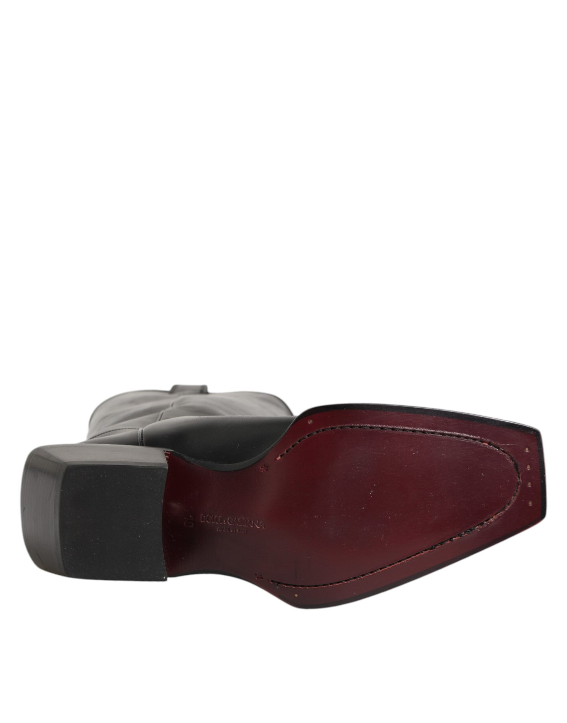 Dolce & Gabbana Black Leather Over The Calf Biker Boots Shoes Dolce & Gabbana