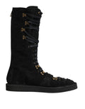 Dolce & Gabbana Black Alpaca Wool Suede Mid Calf Boots Shoes - Eljoys Fashion 