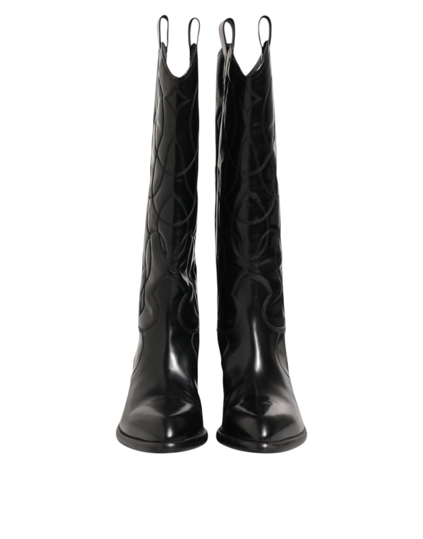 Dolce & Gabbana Black Leather Over The Calf Biker Boots Shoes Dolce & Gabbana