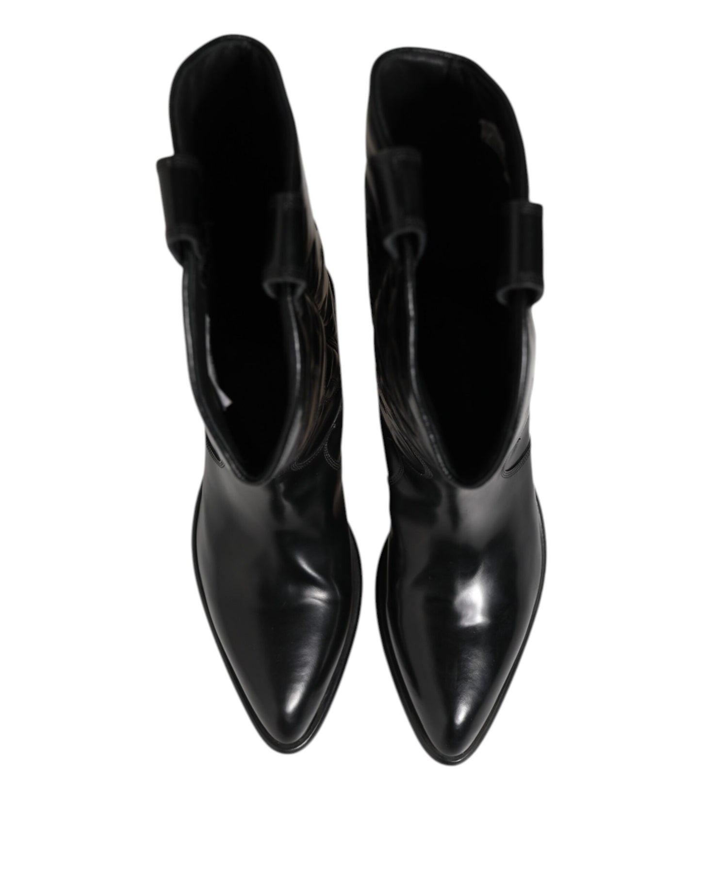 Dolce & Gabbana Black Leather Over The Calf Biker Boots Shoes Dolce & Gabbana