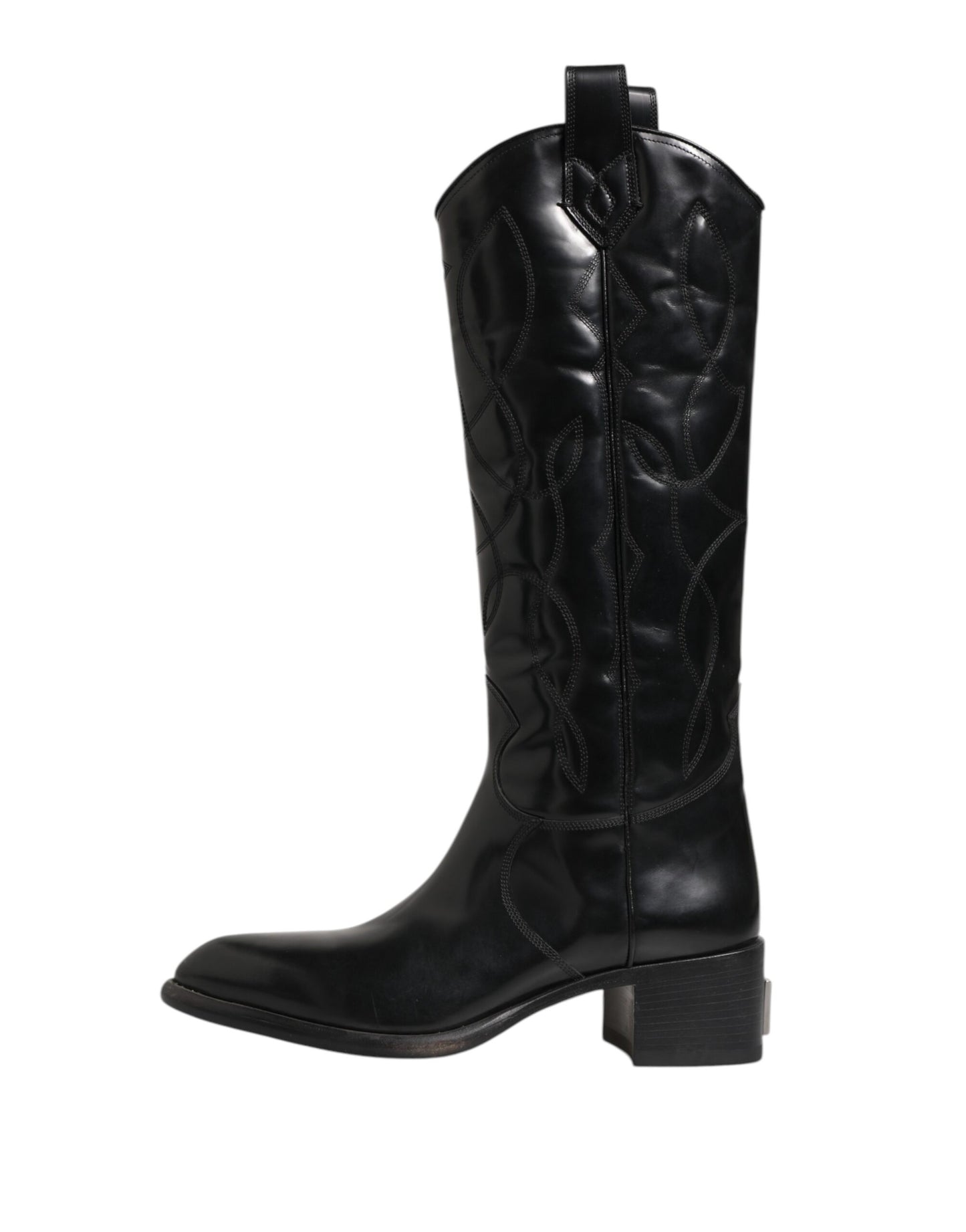 Dolce & Gabbana Black Leather Over The Calf Biker Boots Shoes Dolce & Gabbana