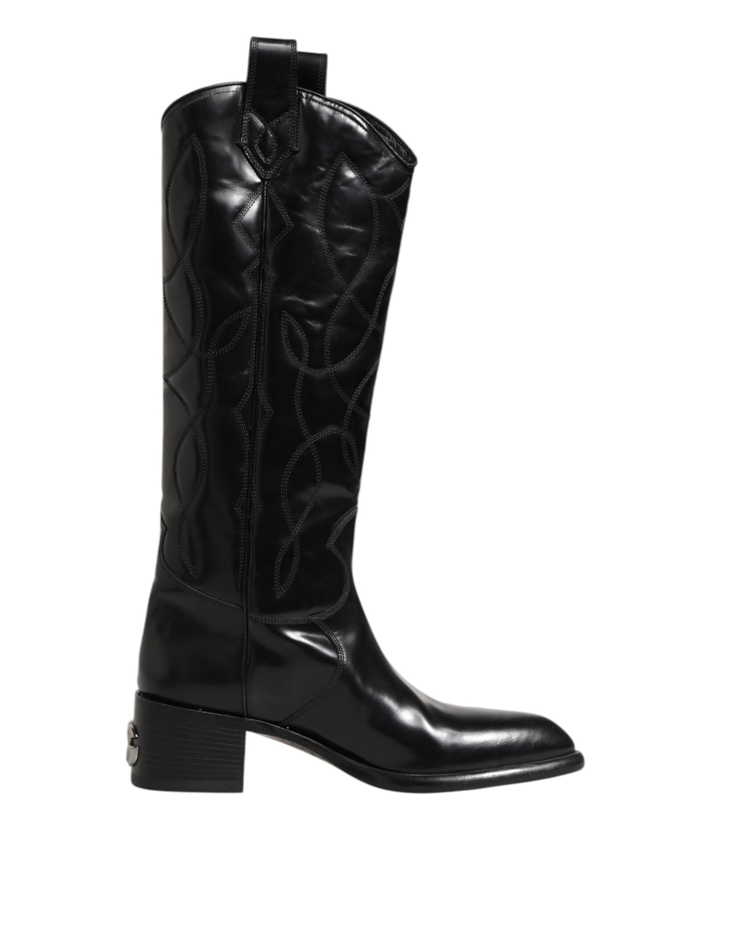 Dolce & Gabbana Black Leather Over The Calf Biker Boots Shoes Dolce & Gabbana
