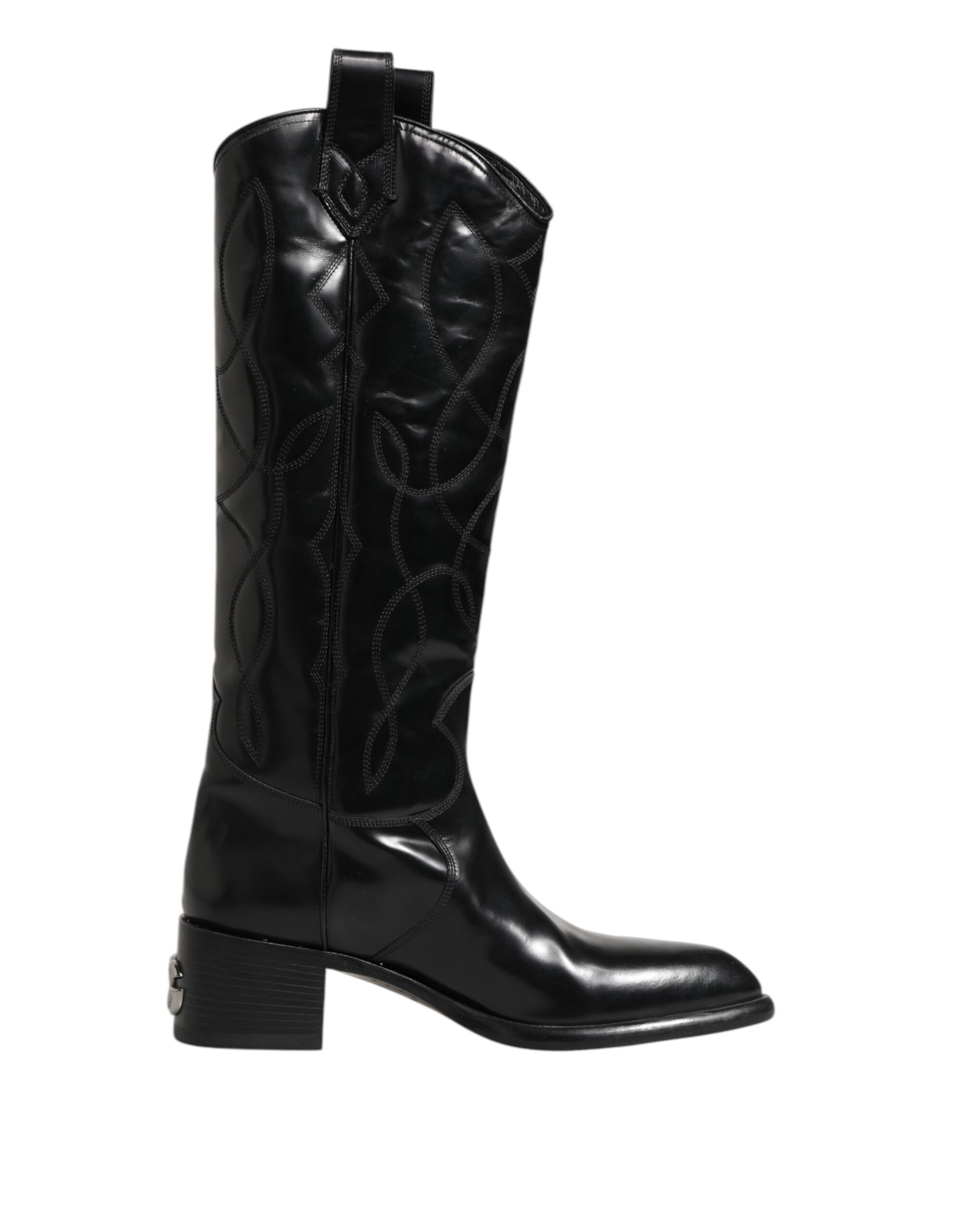 Dolce & Gabbana Black Leather Over The Calf Biker Boots Shoes Dolce & Gabbana