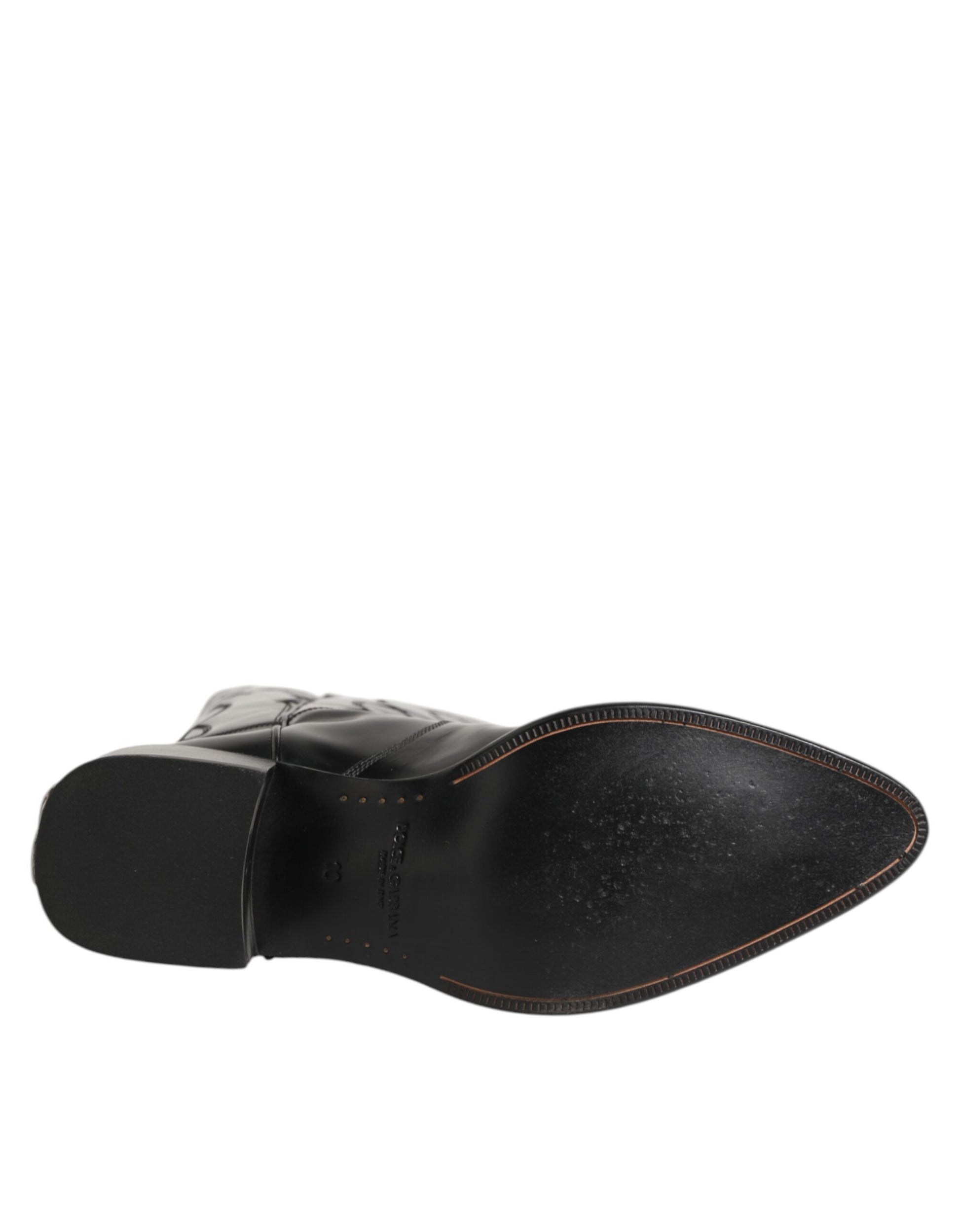 Dolce & Gabbana Black Leather Over The Calf Biker Boots Shoes Dolce & Gabbana