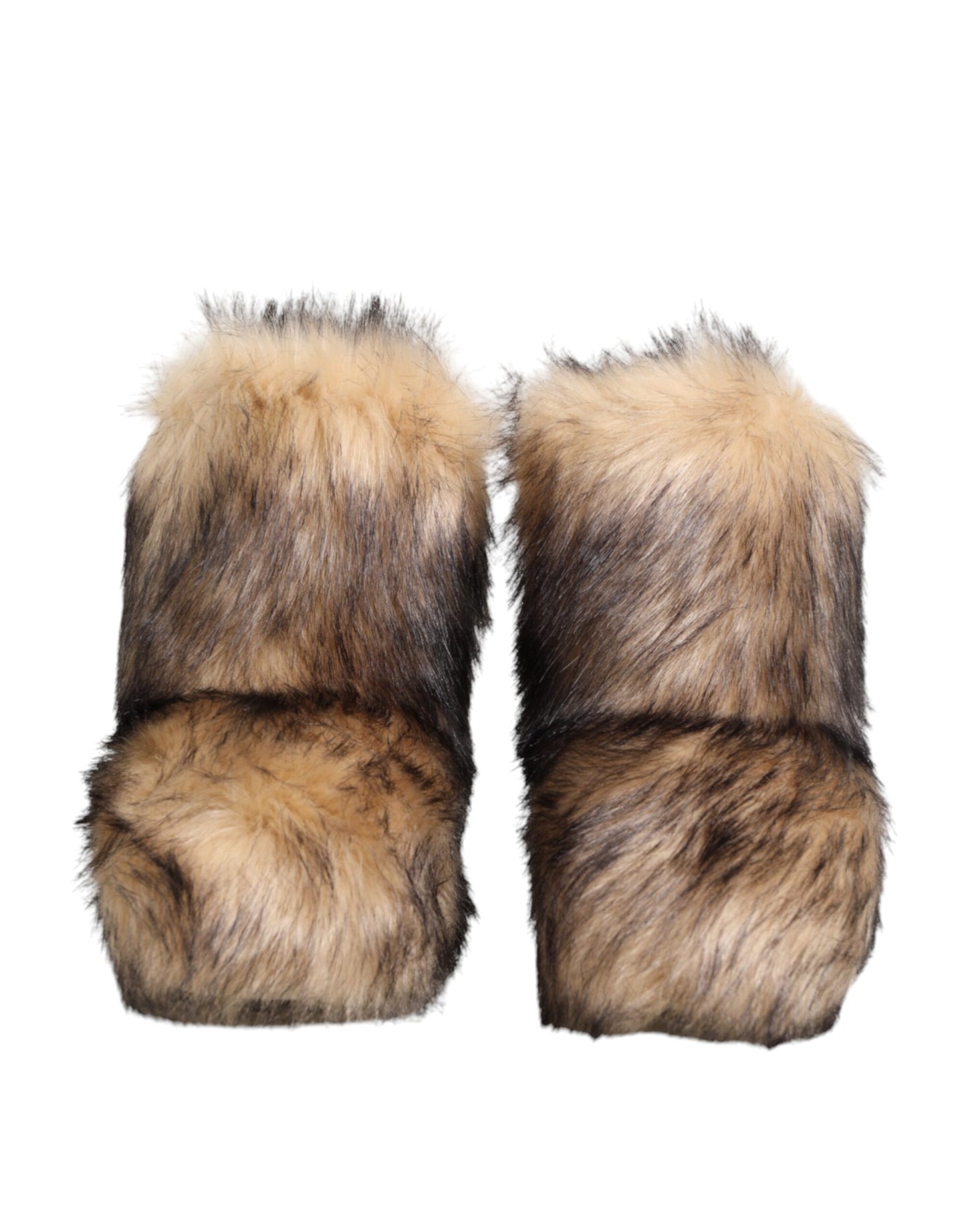 Dolce & Gabbana Brown Faux Skim Ski Fur Men Short Boots Shoes Dolce & Gabbana