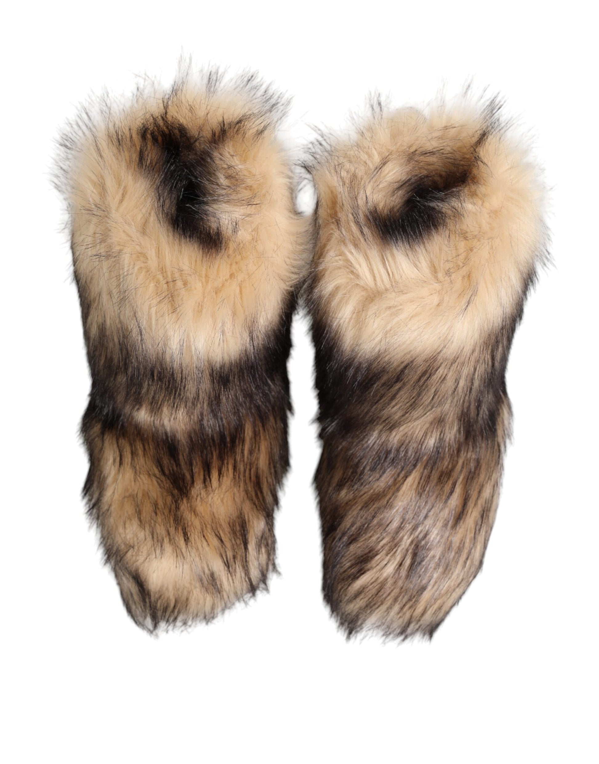 Dolce & Gabbana Brown Faux Skim Ski Fur Men Short Boots Shoes Dolce & Gabbana