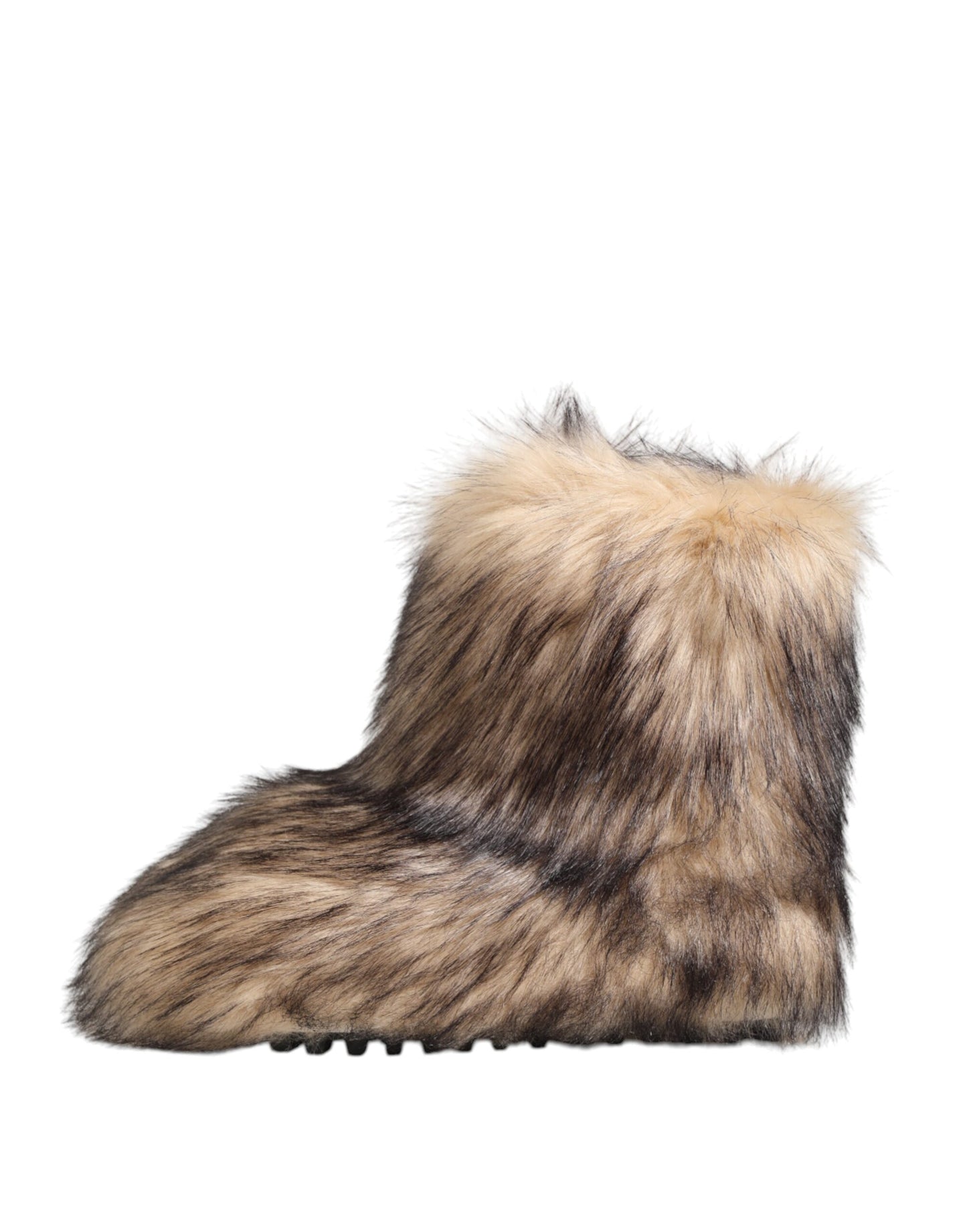 Dolce & Gabbana Brown Faux Skim Ski Fur Men Short Boots Shoes Dolce & Gabbana
