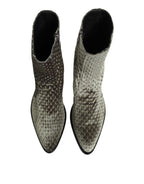 Dolce & Gabbana Gray Cotton Velvet Mid Calf Short Boots Shoes - Eljoys Fashion 