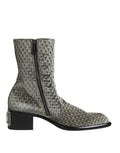 Dolce & Gabbana Gray Cotton Velvet Mid Calf Short Boots Shoes - Eljoys Fashion 