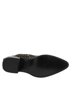 Dolce & Gabbana Gray Cotton Velvet Mid Calf Short Boots Shoes - Eljoys Fashion 