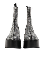 Dolce & Gabbana Black Crystal Strass Mid Calf Short Boots Shoes