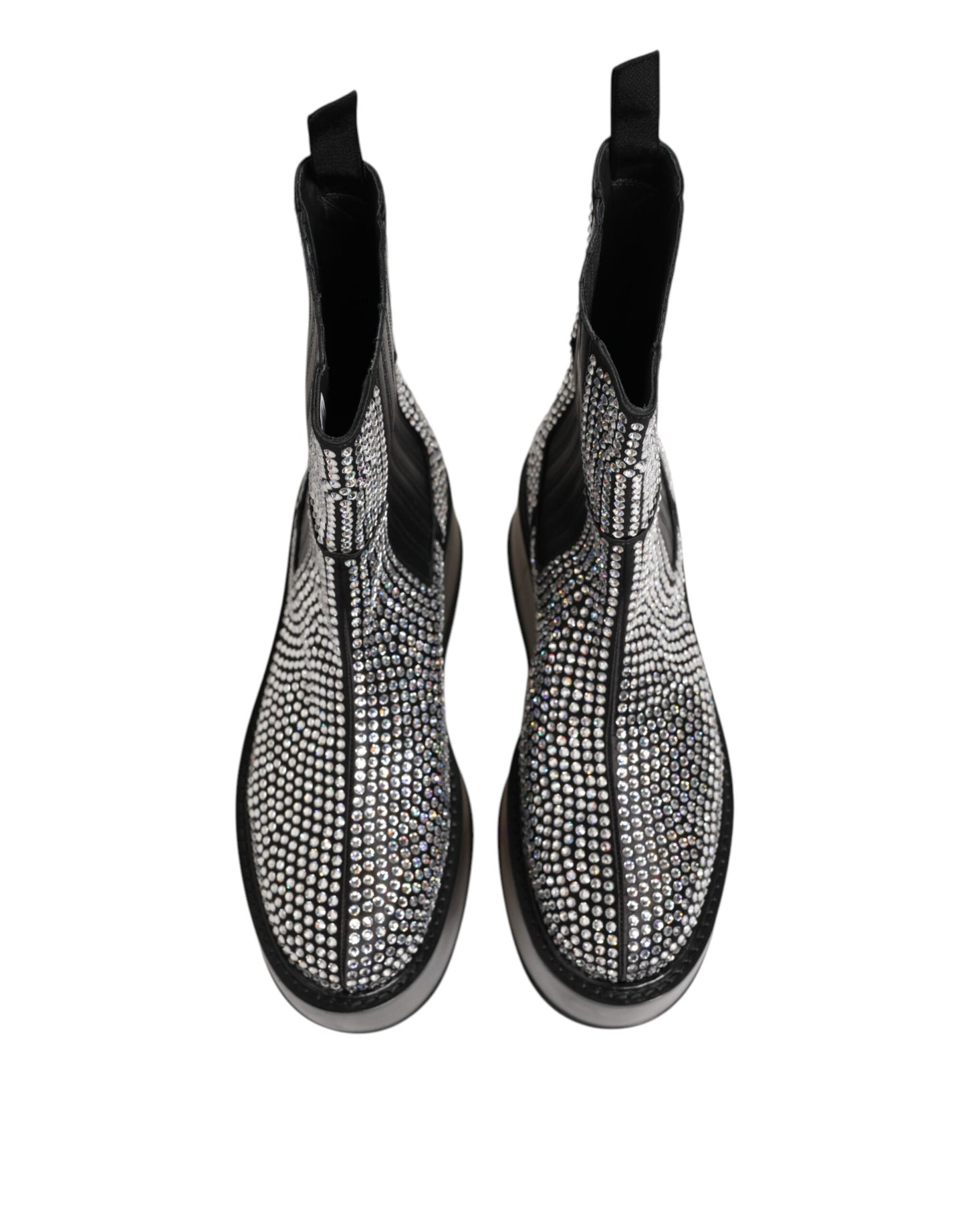 Dolce & Gabbana Black Crystal Strass Mid Calf Short Boots Shoes Dolce & Gabbana