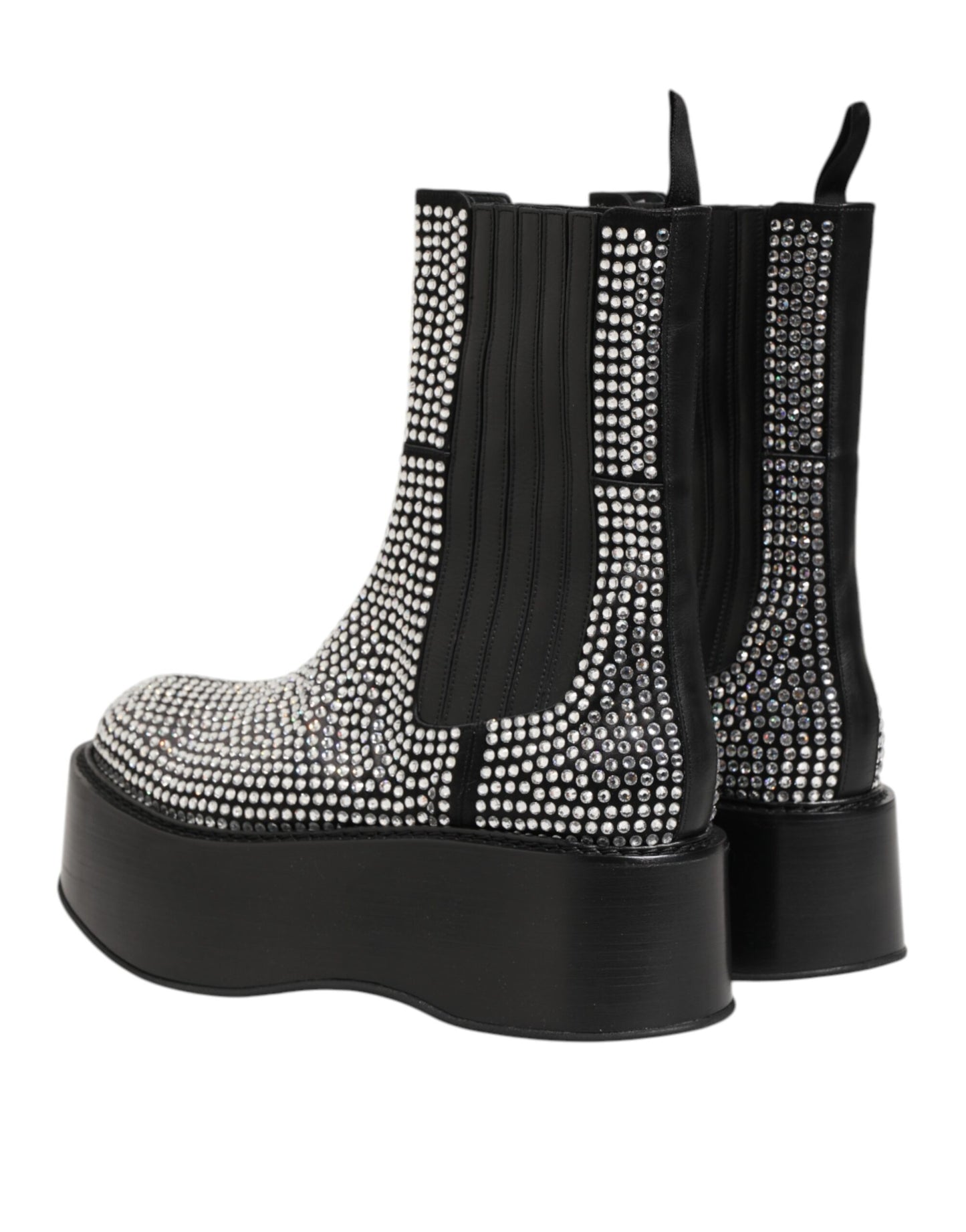 Dolce & Gabbana Black Crystal Strass Mid Calf Short Boots Shoes Dolce & Gabbana