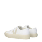 Veja white fabric low top sneakers with laces and rubber soles, casual footwear for everyday style.