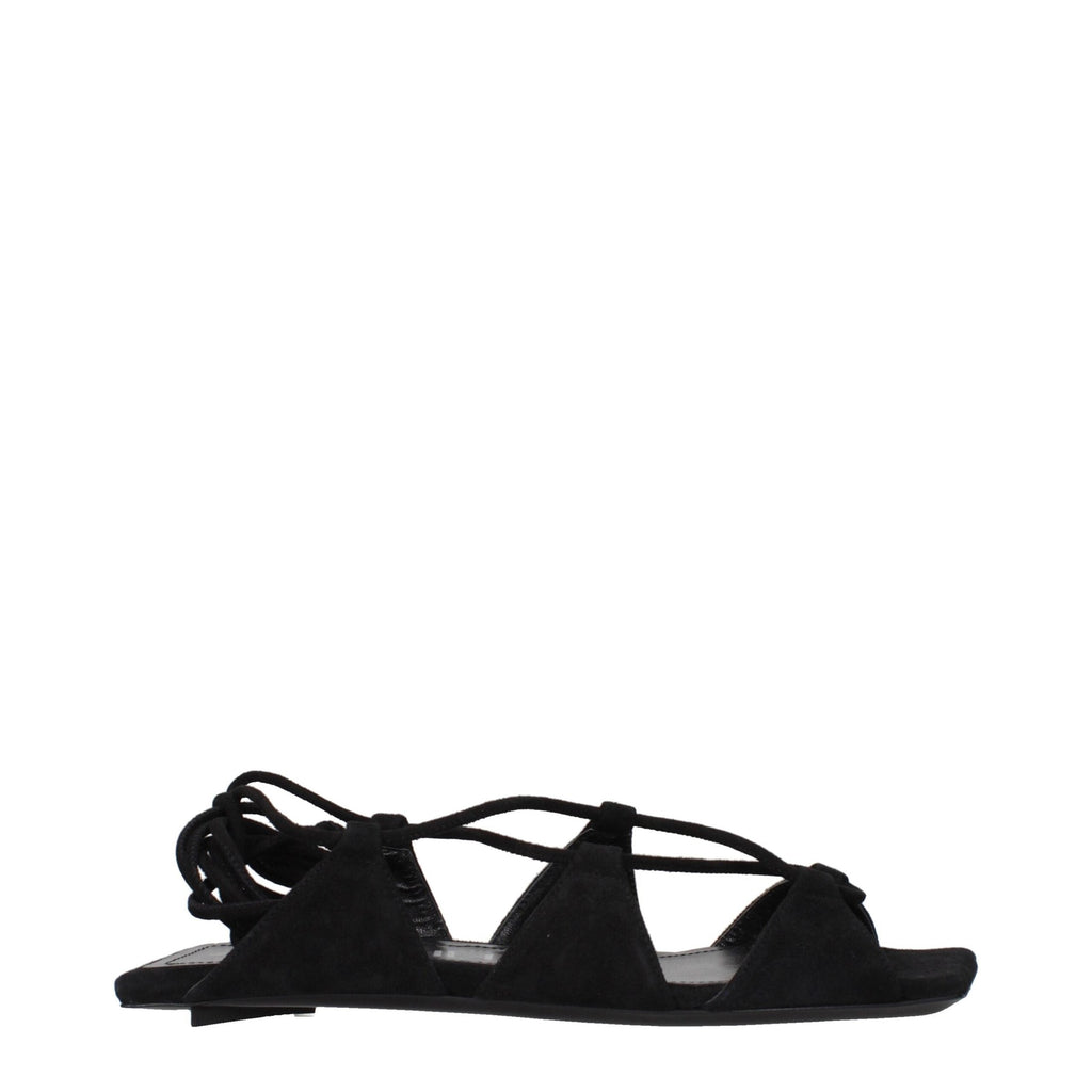 The Attico Black Leather Flat Sandals The Attico