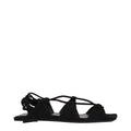 The Attico Black Leather Flat Sandals The Attico
