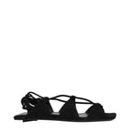 The Attico Black Leather Flat Sandals The Attico