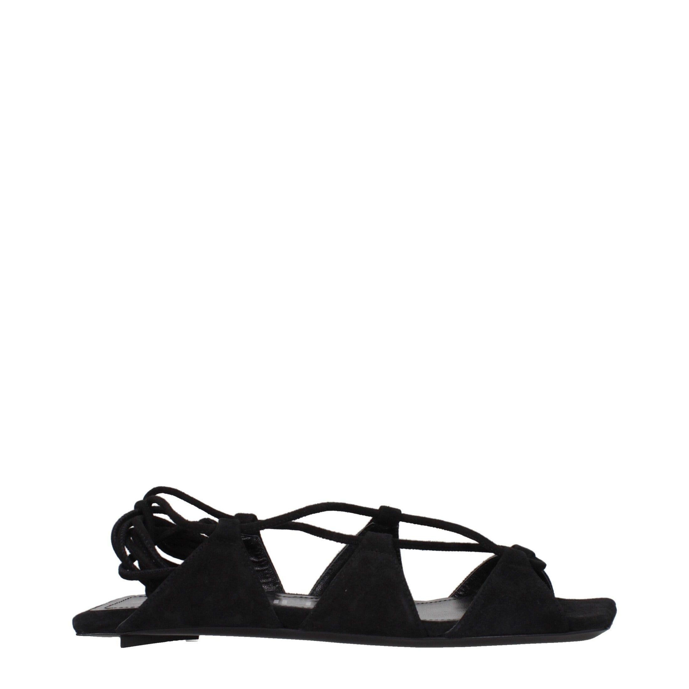 The Attico Black Leather Flat Sandals The Attico