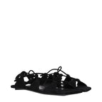 The Attico Black Leather Flat Sandals The Attico