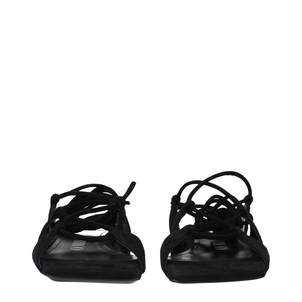 The Attico Black Leather Flat Sandals The Attico