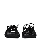 The Attico Black Leather Flat Sandals The Attico