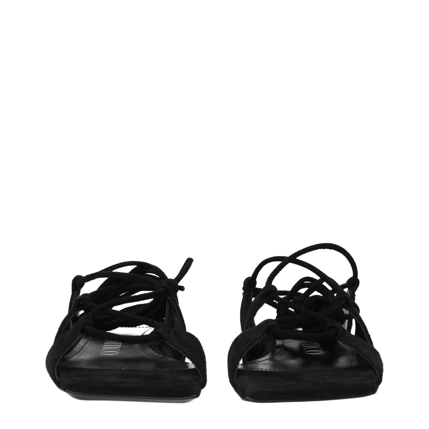 The Attico Black Leather Flat Sandals The Attico