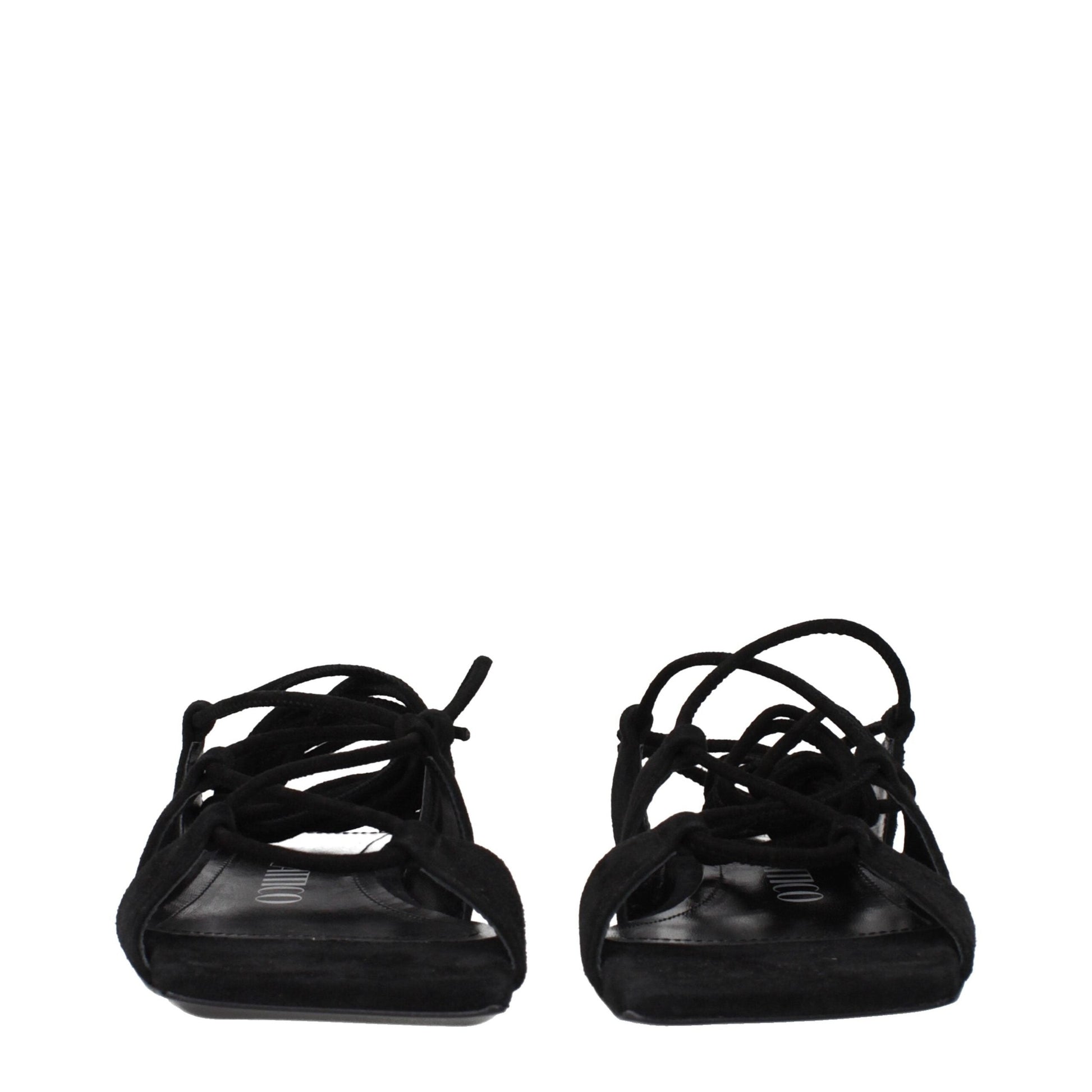 The Attico Black Leather Flat Sandals The Attico