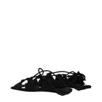 The Attico Black Leather Flat Sandals The Attico