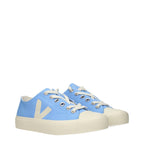 Veja Light Blue fabric low top sneakers with white soles and laces, casual footwear for everyday wear.