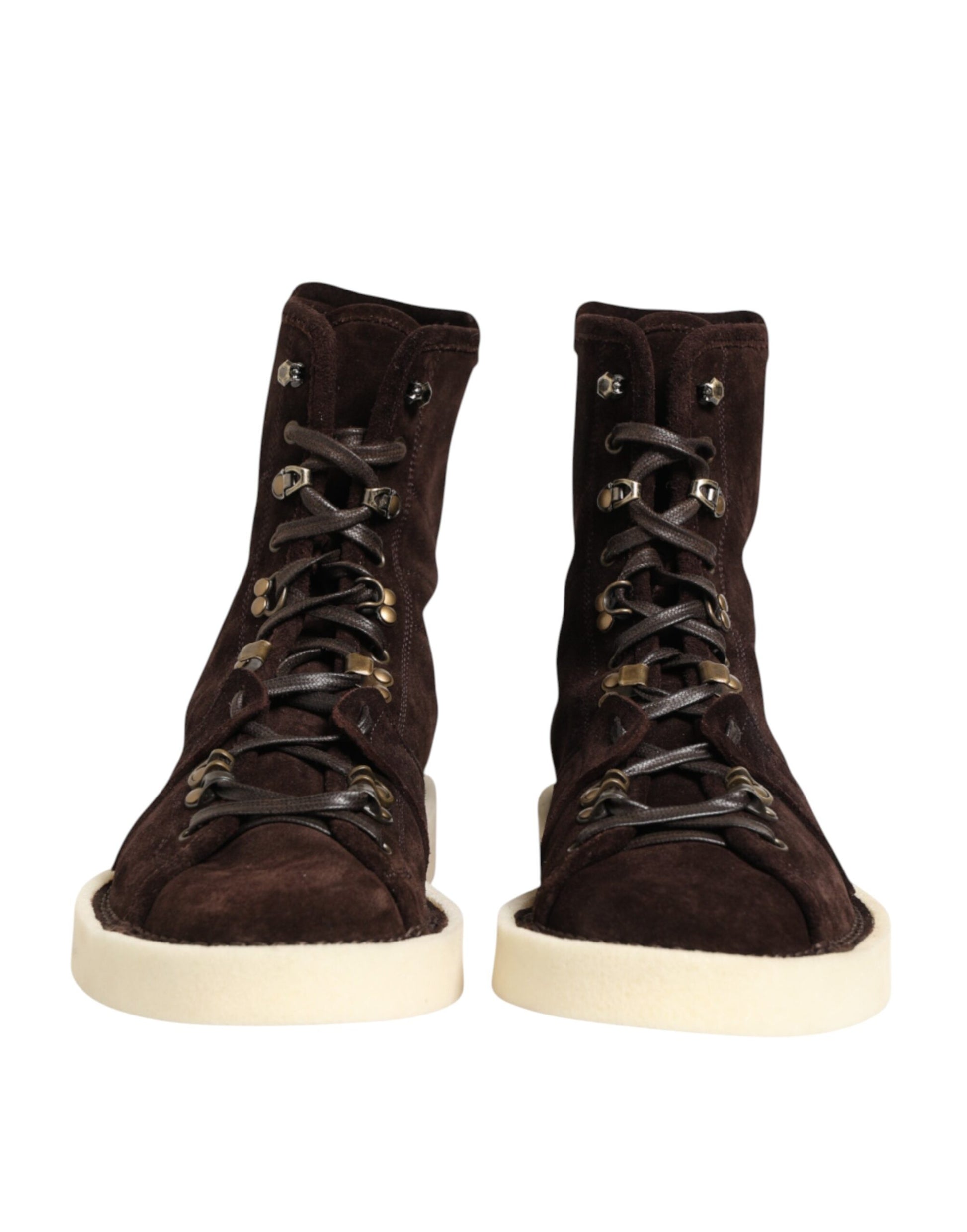 Dolce & Gabbana Brown Suede Lace Up Ankle Short Boots Shoes Dolce & Gabbana