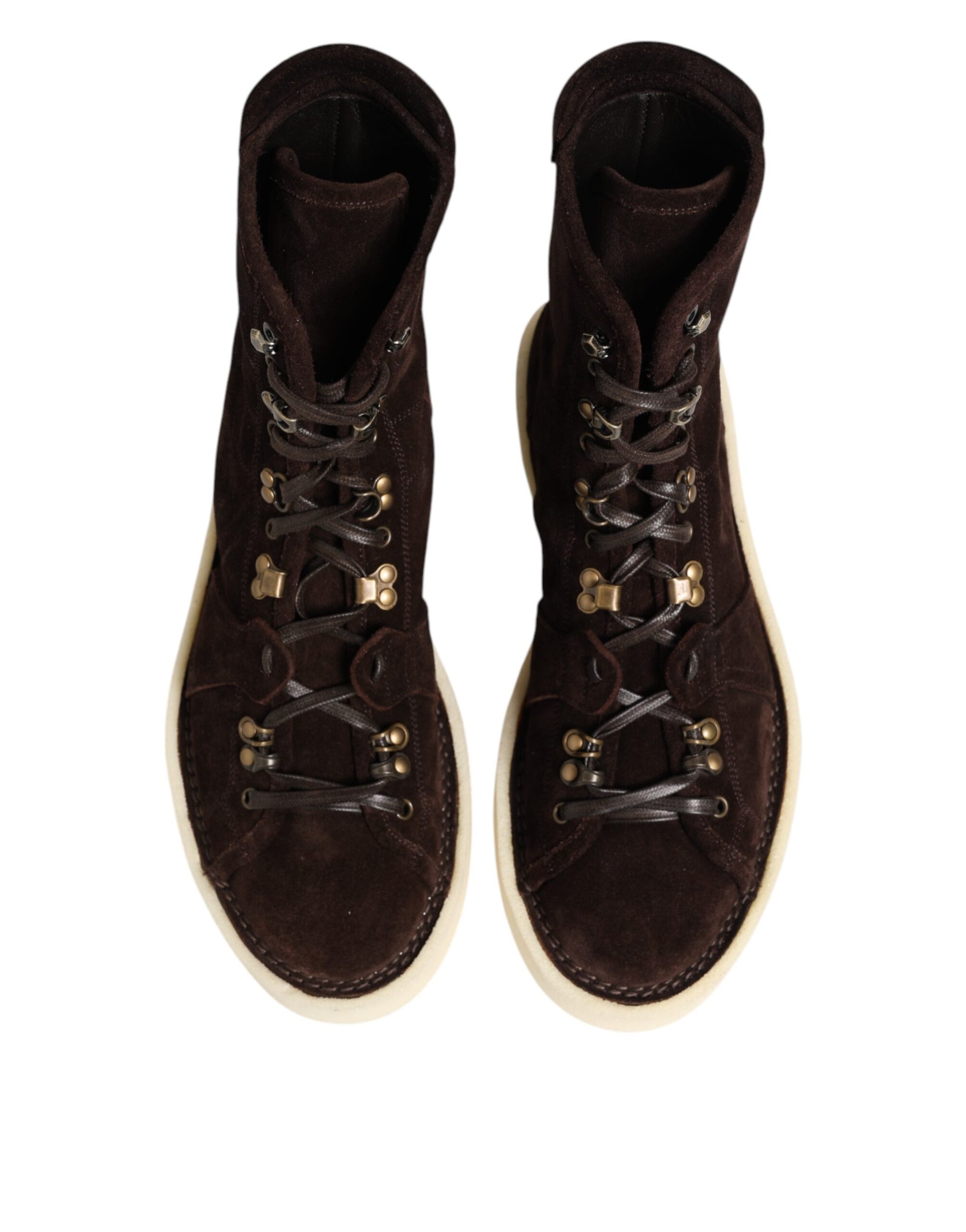 Dolce & Gabbana Brown Suede Lace Up Ankle Short Boots Shoes Dolce & Gabbana