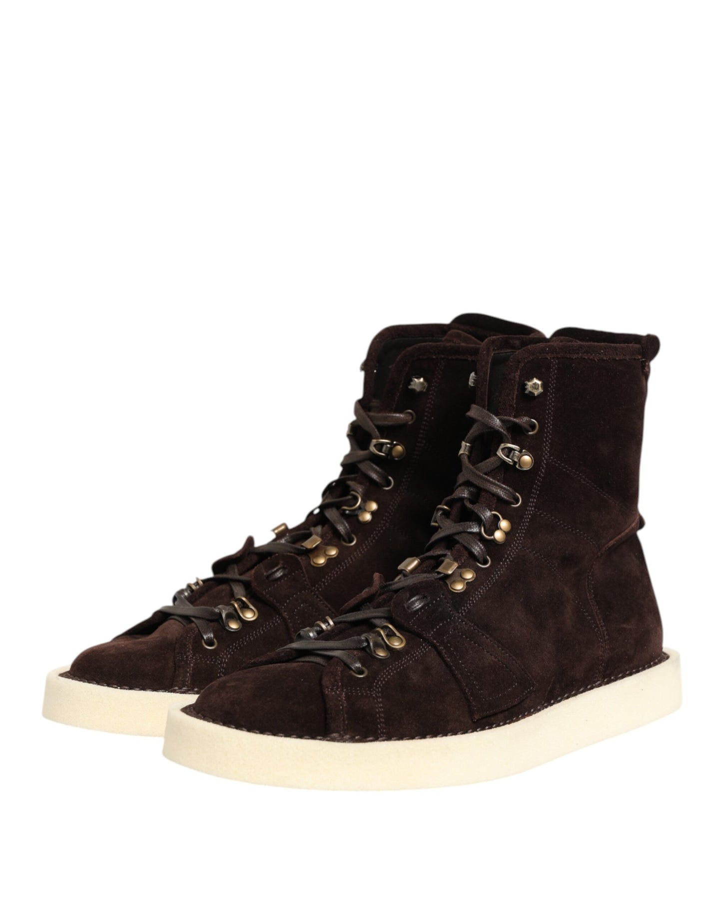 Dolce & Gabbana Brown Suede Lace Up Ankle Short Boots Shoes Dolce & Gabbana
