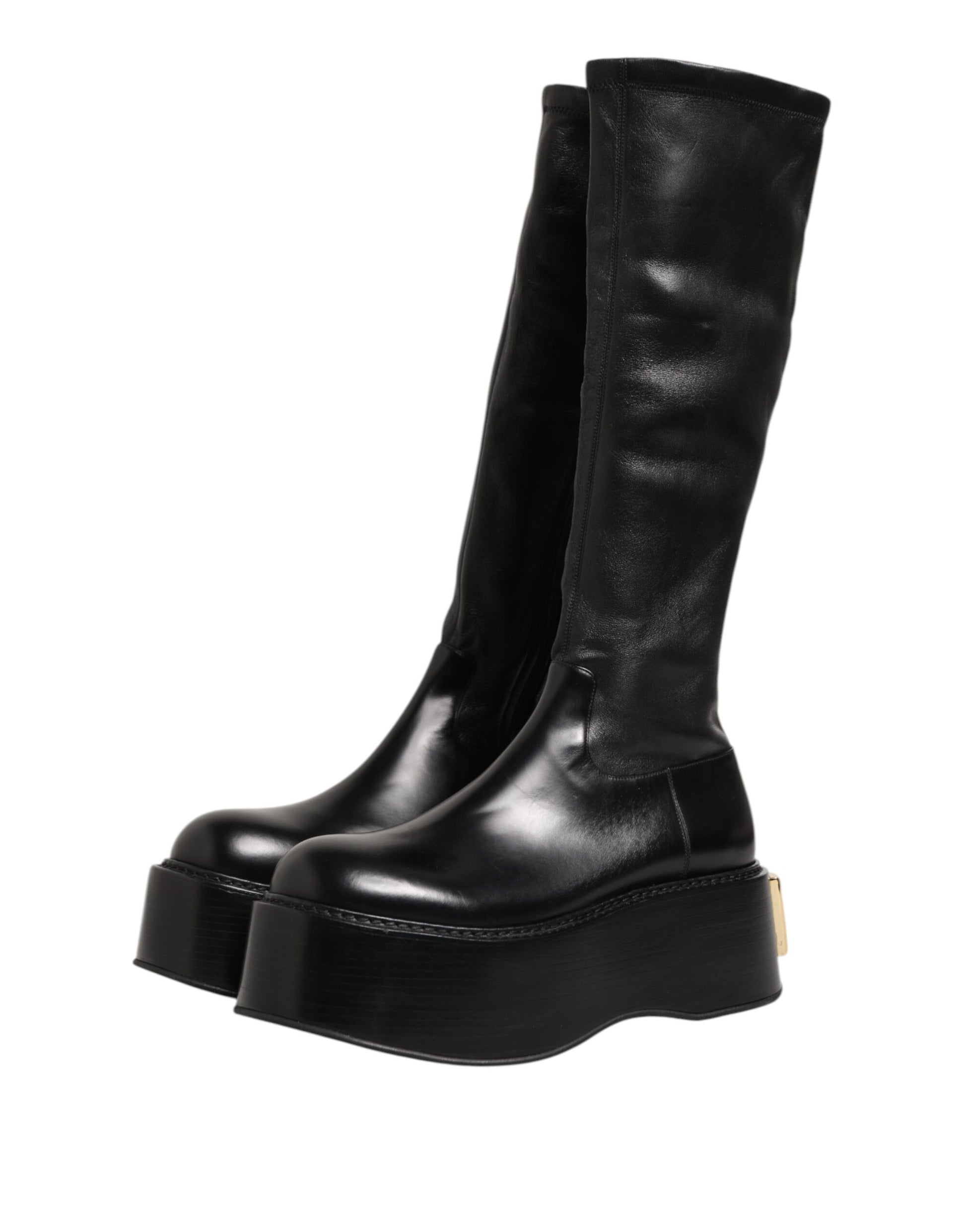 Dolce & Gabbana Black Logo Plaque Over The Calf Boots Shoes Dolce & Gabbana
