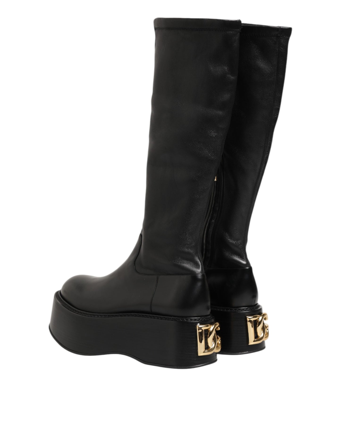 Dolce & Gabbana Black Logo Plaque Over The Calf Boots Shoes Dolce & Gabbana