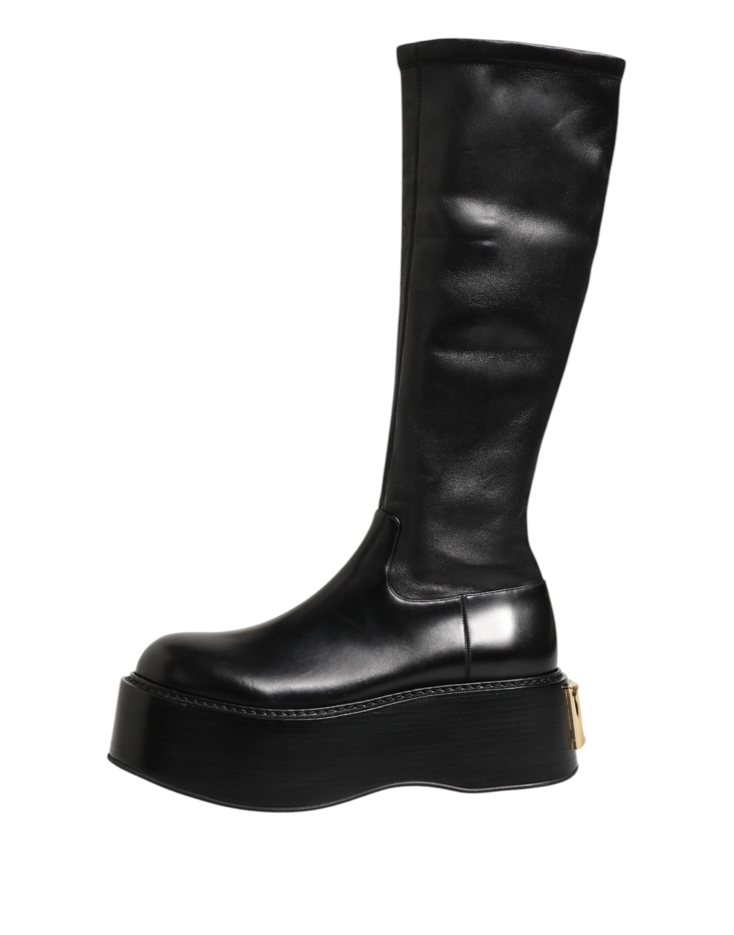 Dolce & Gabbana Black Logo Plaque Over The Calf Boots Shoes Dolce & Gabbana