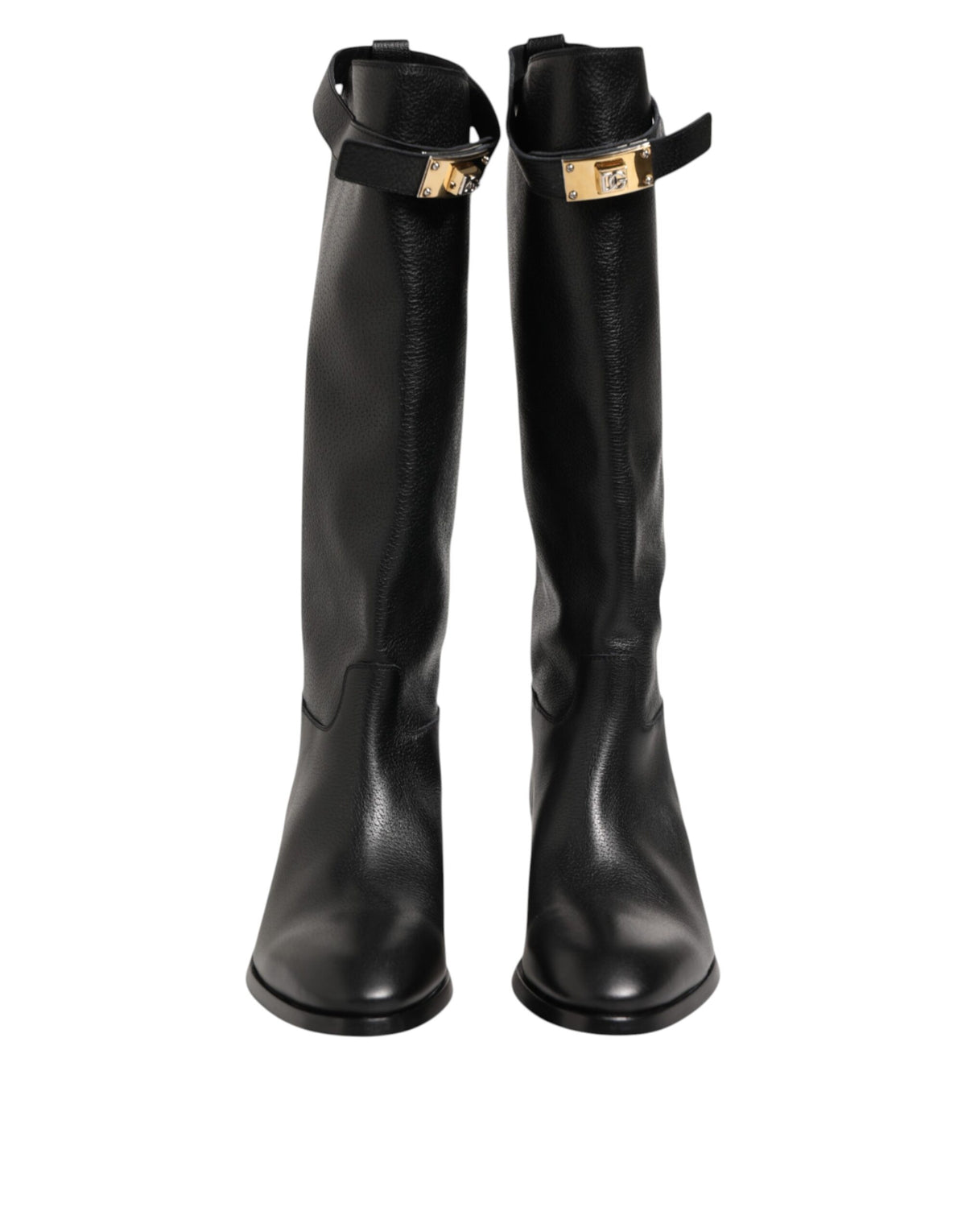 Dolce & Gabbana Black Logo Plaque Over The Calf Boots Shoes - Eljoys Fashion 