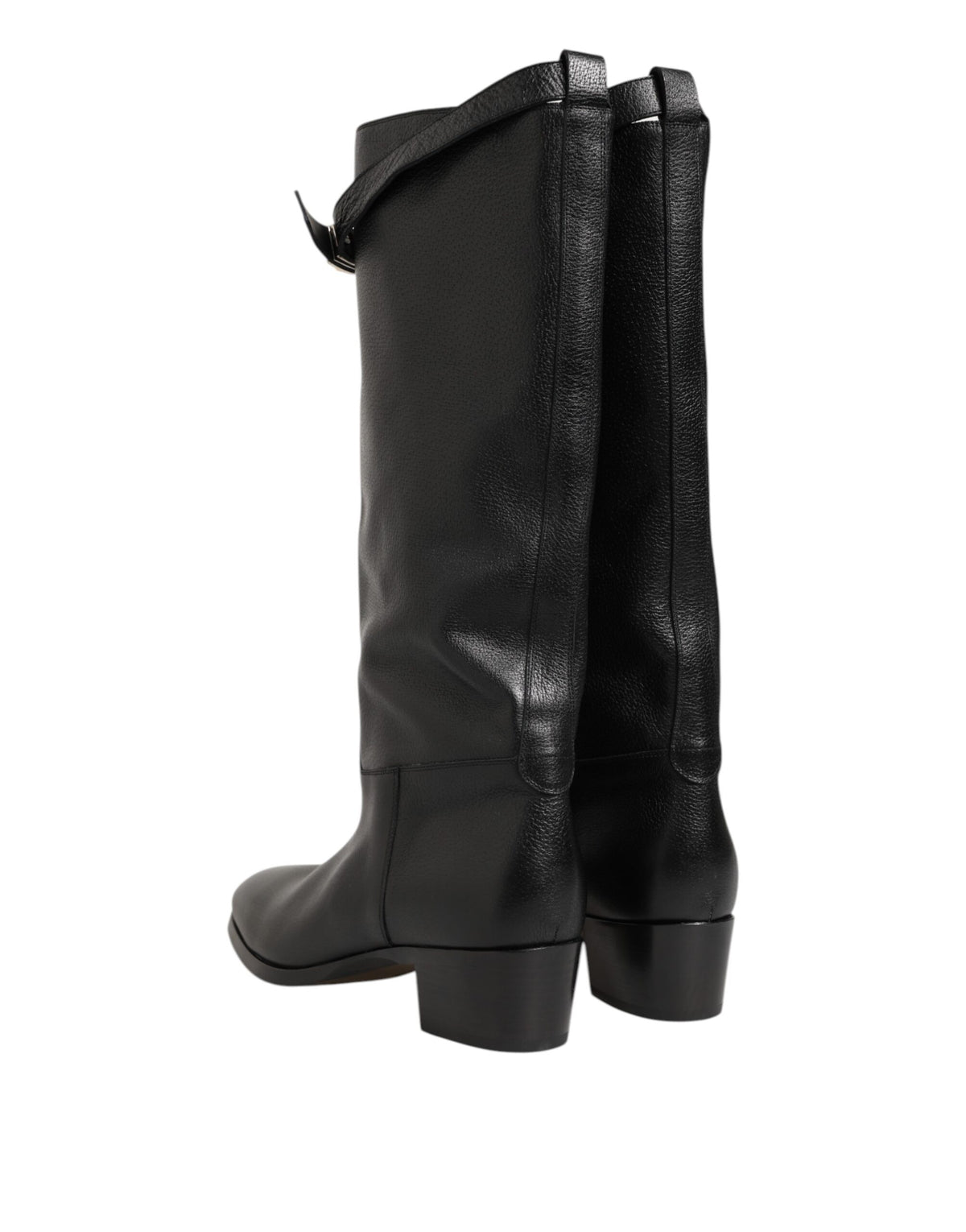 Dolce & Gabbana Black Logo Plaque Over The Calf Boots Shoes - Eljoys Fashion 
