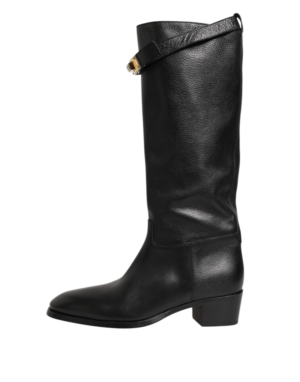 Dolce & Gabbana Black Logo Plaque Over The Calf Boots Shoes - Eljoys Fashion 