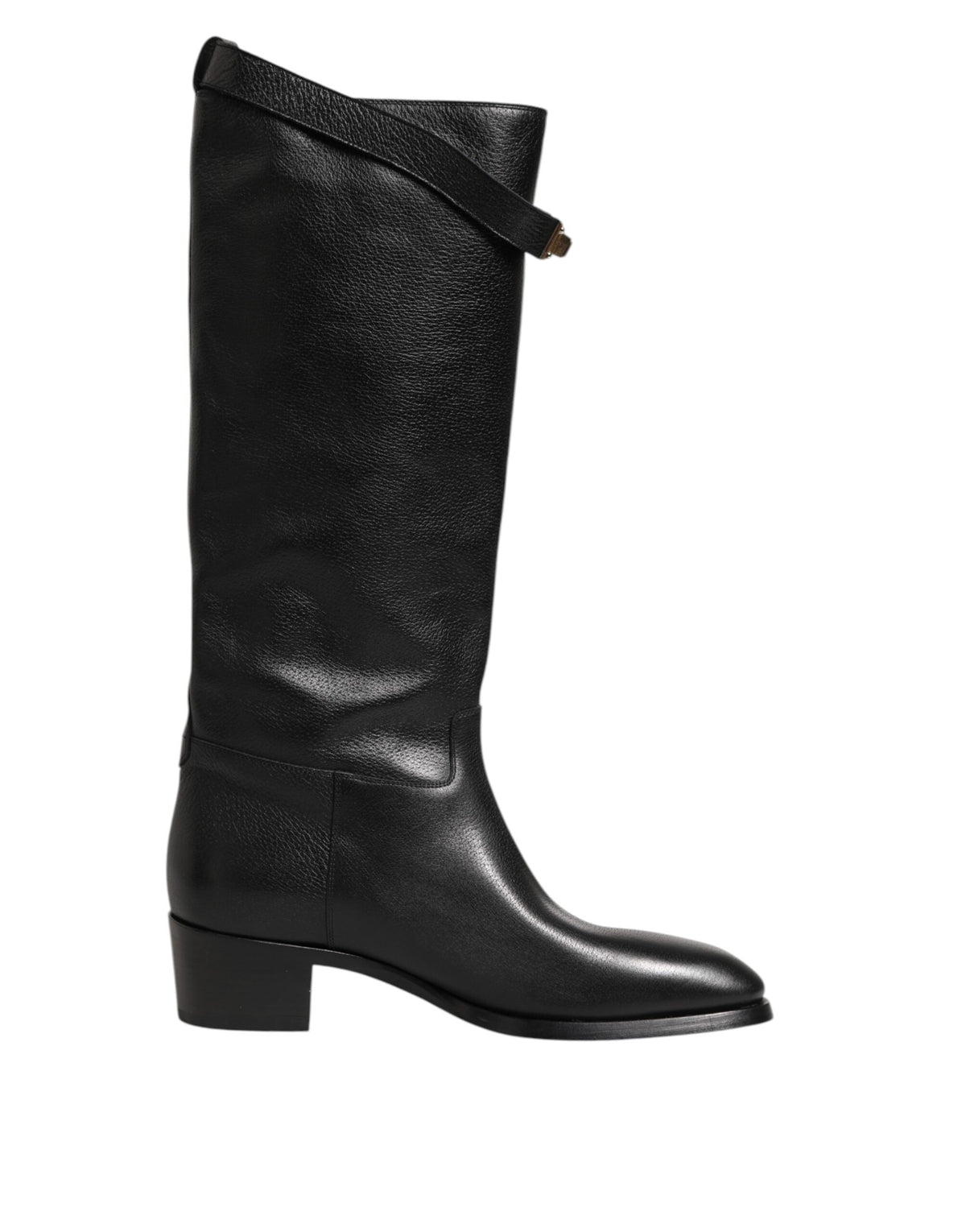Dolce & Gabbana Black Logo Plaque Over The Calf Boots Shoes - Eljoys Fashion 