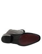 Dolce & Gabbana Black Logo Plaque Over The Calf Boots Shoes - Eljoys Fashion 