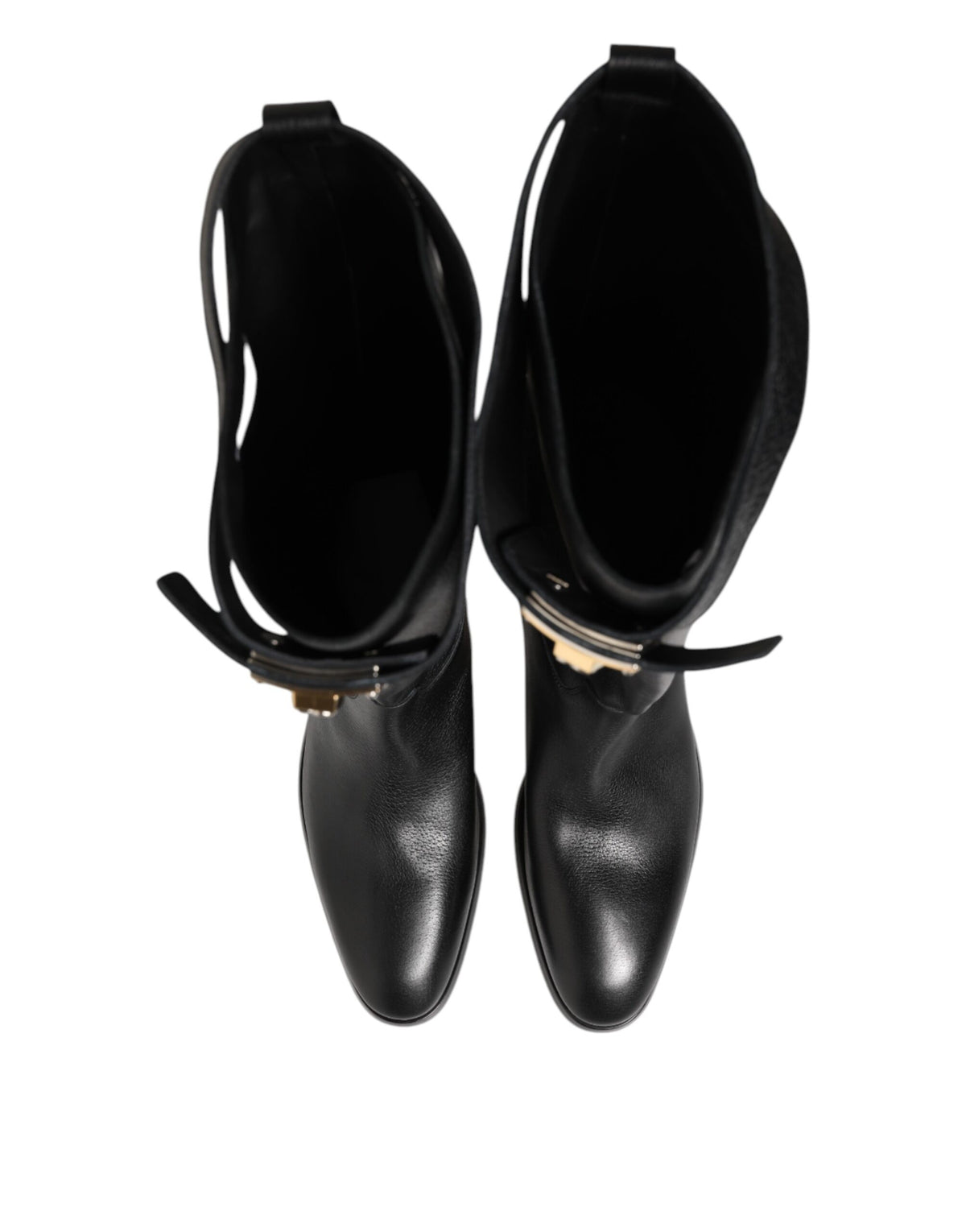Dolce & Gabbana Black Logo Plaque Over The Calf Boots Shoes - Eljoys Fashion 