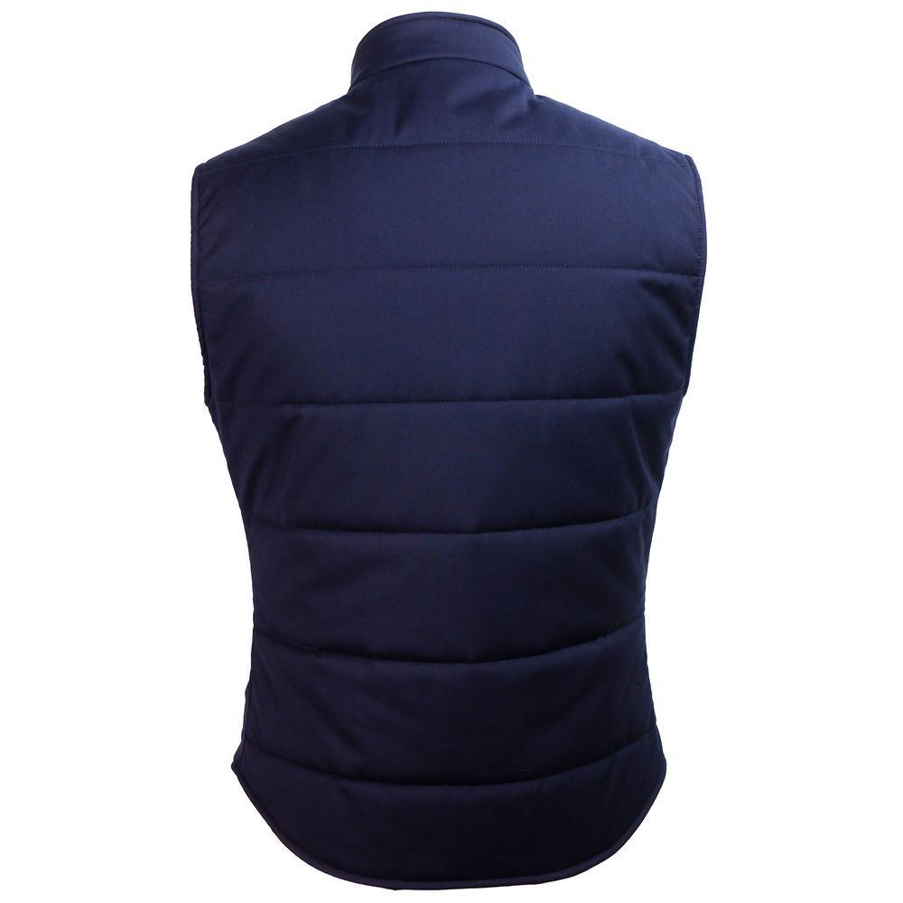 Made in Italy Blue Wool Sleveless Jacket Made in Italy