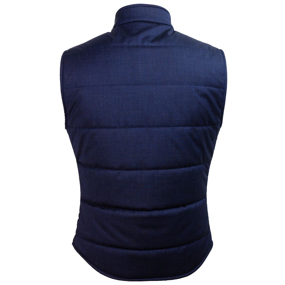 Made in Italy Blue Wool Sleveless Jacket Made in Italy