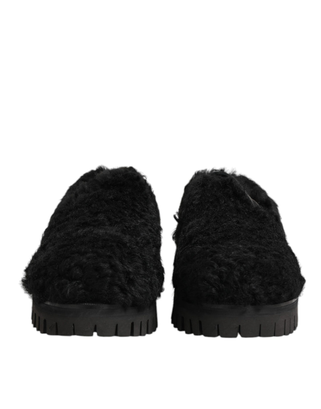 Dolce & Gabbana Dress Black Fur Leather Slippers Men Shoes - Eljoys Fashion 