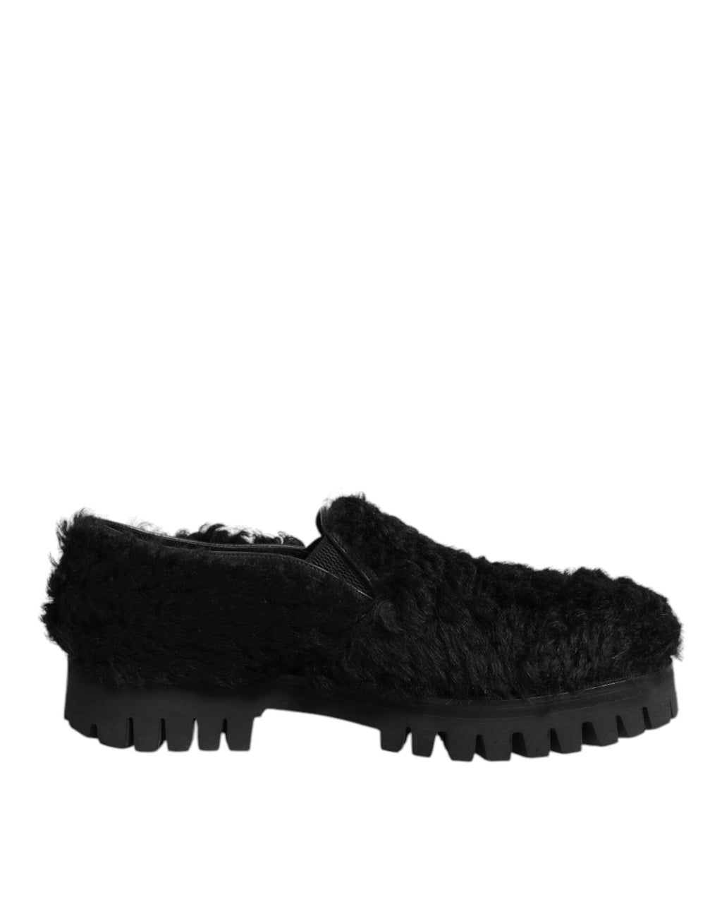 Dolce & Gabbana Dress Black Fur Leather Slippers Men Shoes - Eljoys Fashion 