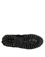 Dolce & Gabbana Dress Black Fur Leather Slippers Men Shoes - Eljoys Fashion 