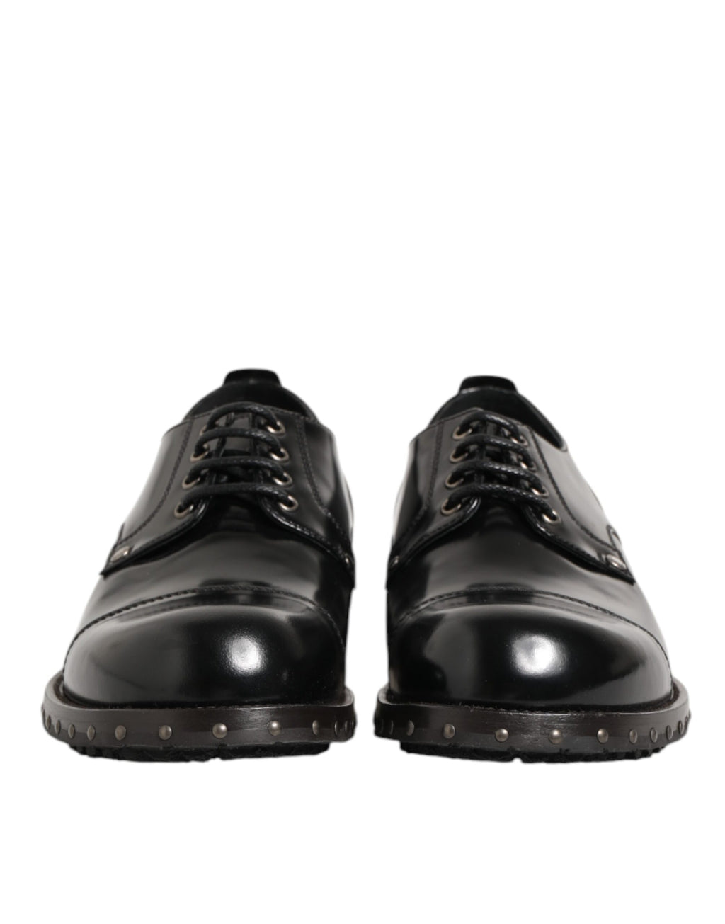 Dolce & Gabbana Black Leather Studded Men Formal Derby Shoes - Eljoys Fashion 