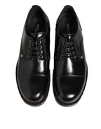 Dolce & Gabbana Black Leather Studded Men Formal Derby Shoes - Eljoys Fashion 