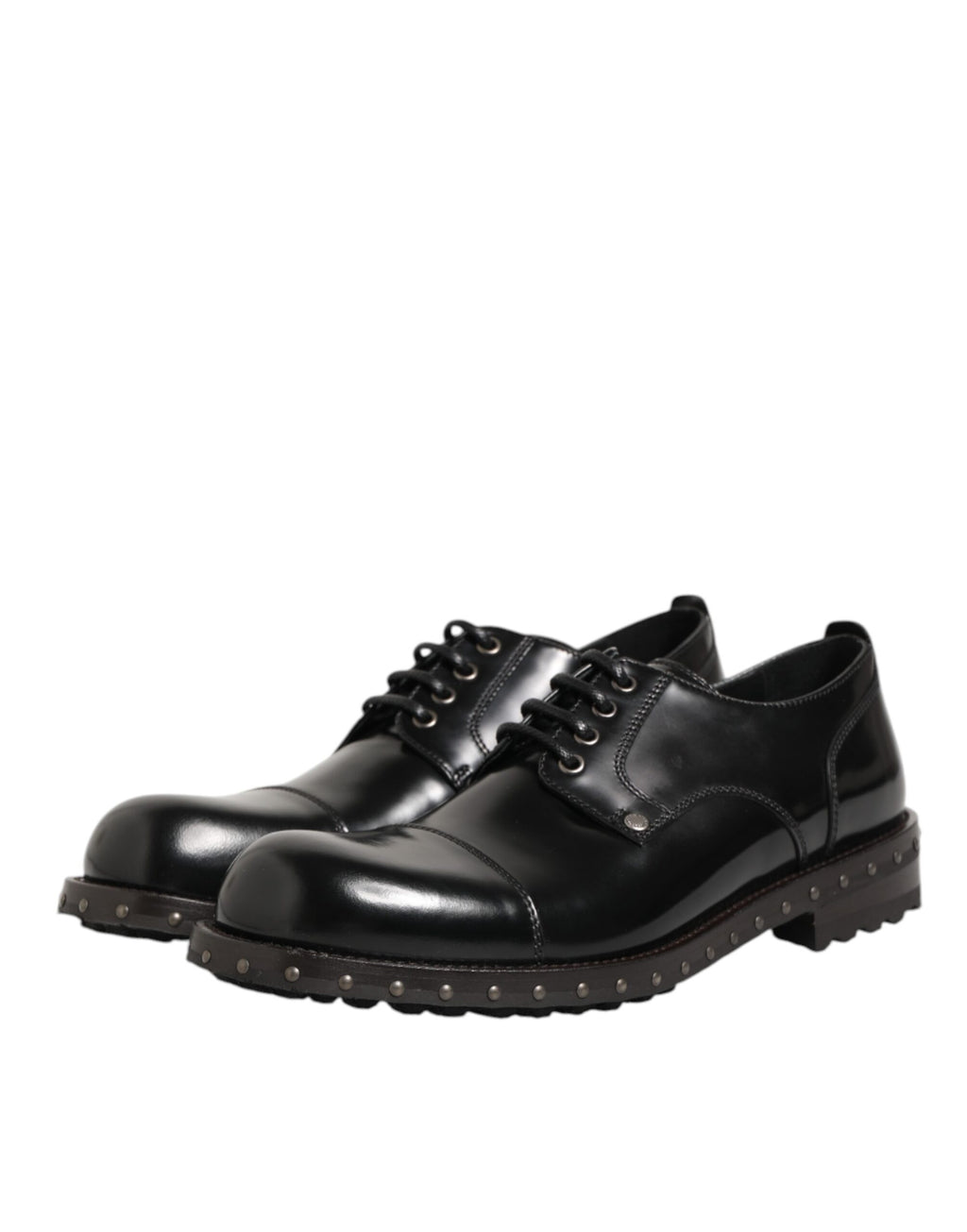 Dolce & Gabbana Black Leather Studded Men Formal Derby Shoes - Eljoys Fashion 
