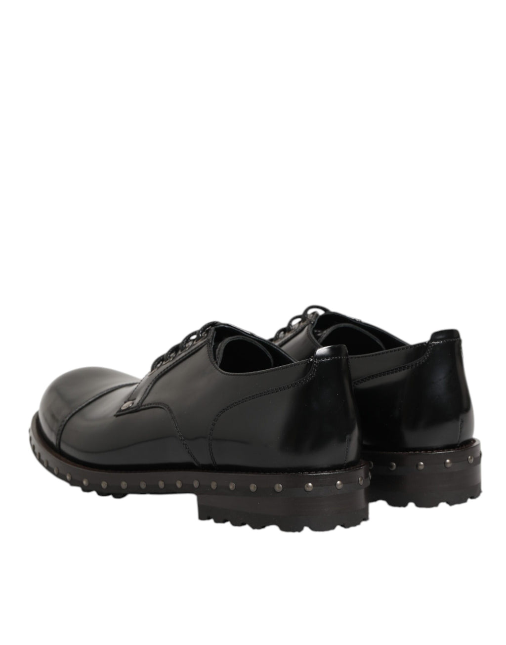 Dolce & Gabbana Black Leather Studded Men Formal Derby Shoes - Eljoys Fashion 